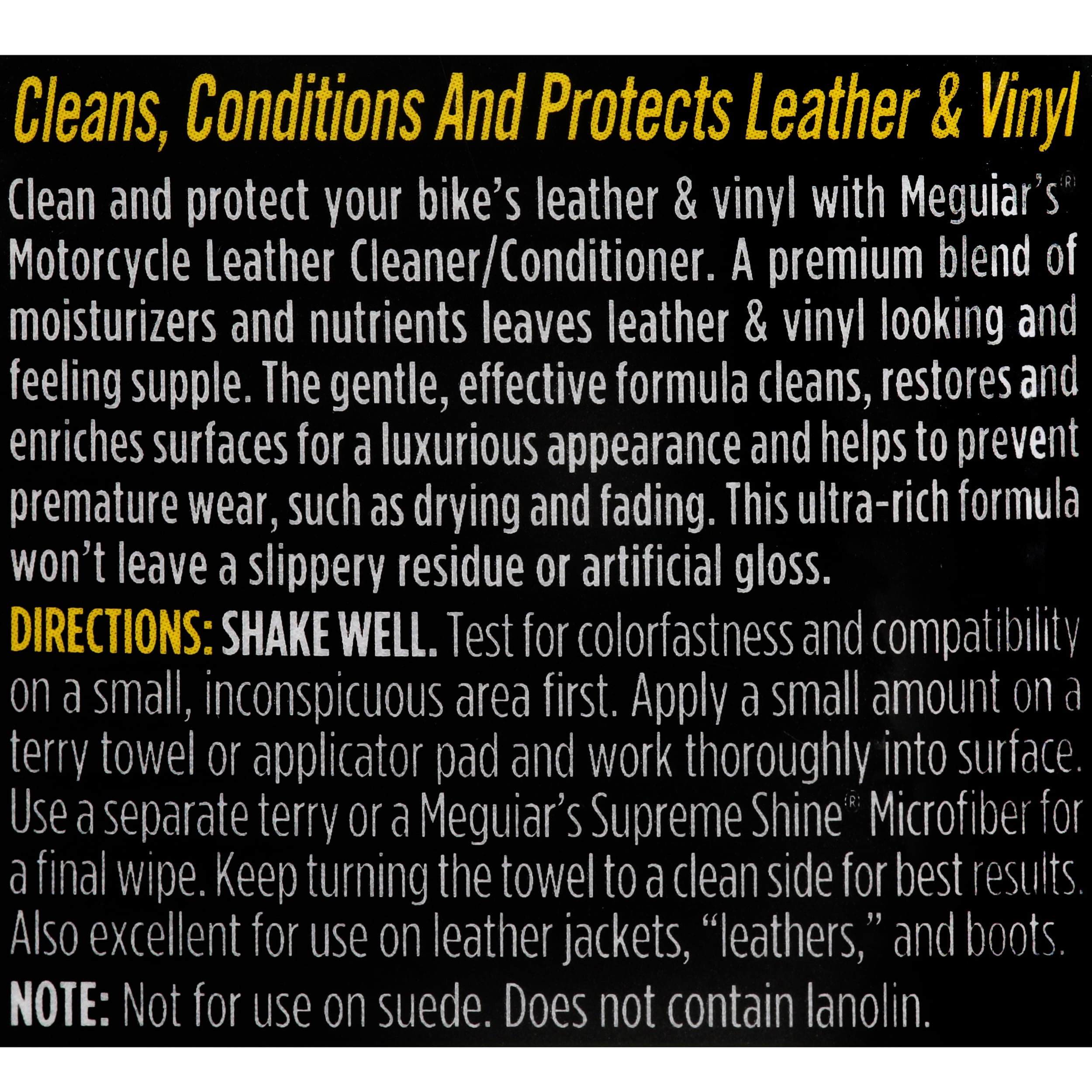Meguiars MC20306 Motorcycle Leather Cleaner/Conditioner, 6 Fluid