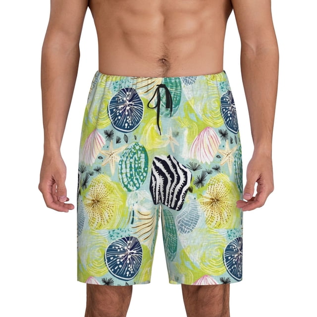Fotbe Shell Clam Pantalones Cortos de Pijama para Hombre, Ropa de Dormir, Pantalones de Pijama Cortos para Hombre-XX-Large