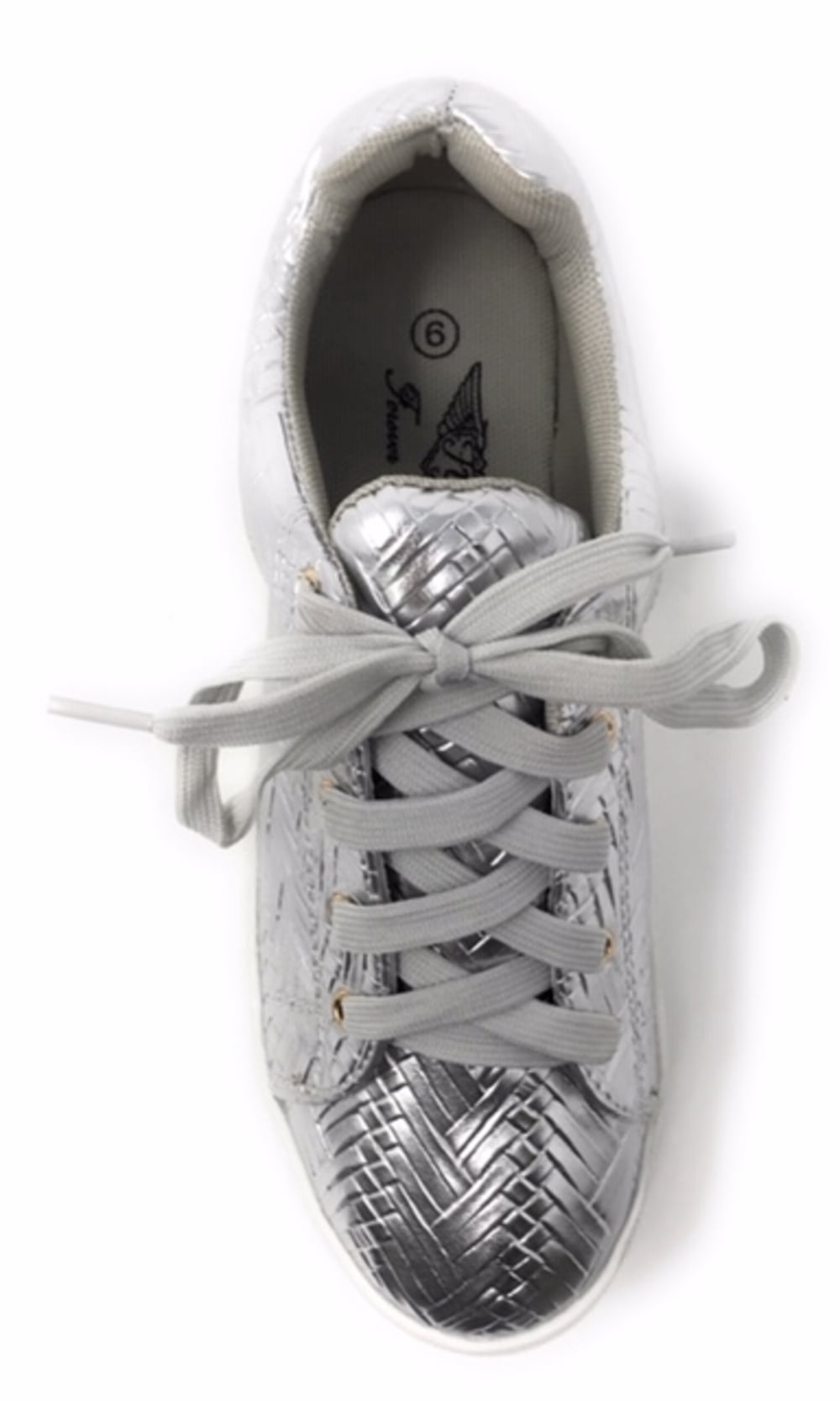 Forever Young Women's Metallic Weaved Textured Lace up Sneakers