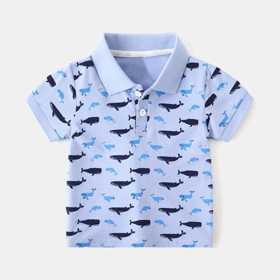 Piuwrlz Blue polo Shirt Boys School Uniform T-Shirt Round Neck Lapel Collar Shirt School Uniform T Shirt Blue Size 3 Years