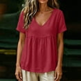 thumbnail image 4 of Ankola Womens Tops Casual V Neck Short Sleeve T Shirts Babydoll Loose Fit Peplum Tops, 4 of 7