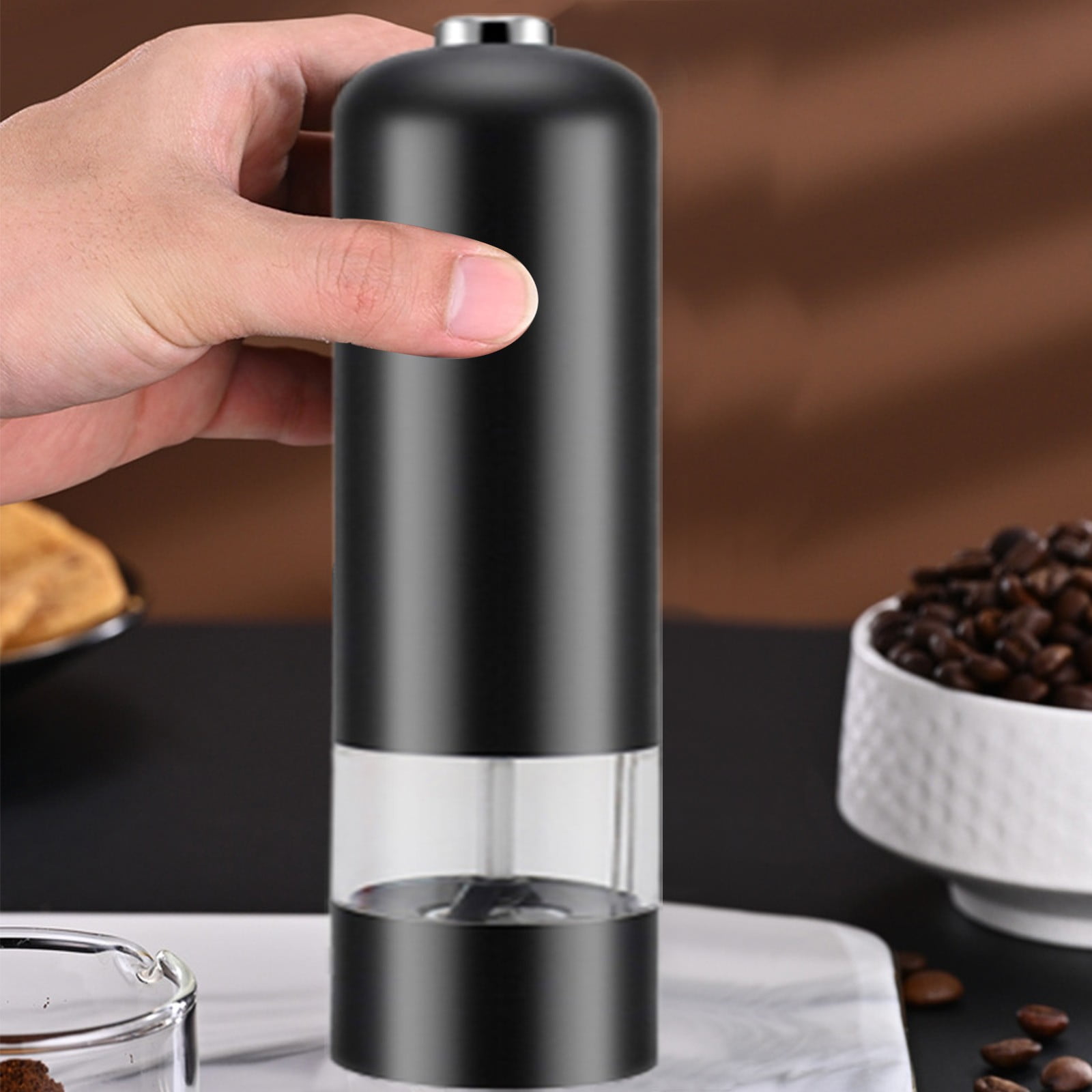 Tuphregyow Electric Pepper Grinder Set USB Rechargeable, One Handed Operation with Adjustable Coarseness, Refillable Pepper Mill Grinder Black
