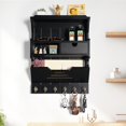 thumbnail image 2 of Wall Mail Organizer with Storage Drawer and 6 Hooks, Easy Install Key Rack for Entryway and Home Decor, Luxury Black, 2 of 6