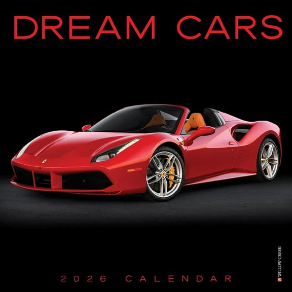 Willow Creek Press, Dream Cars 2026 Mini Wall Calendar, 7'' X 7'', 18-Month Calendar with Stapled Binding