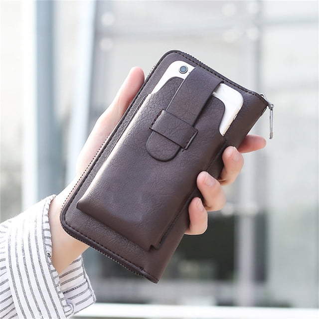 Mens Wallet with Coin Pocket Large Capacity Long Mens Leather Zippered Wallet with Multiple Card Holders for Storing 6.9-Inch Phones Mens Wallet with Coin Zipper