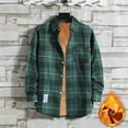thumbnail image 2 of Inglocry Men's Warm Sherpa Lined Fleece Plaid Flannel Shirt Jacket Mens Flannel Shirt Long Sleeve Green M, 2 of 4