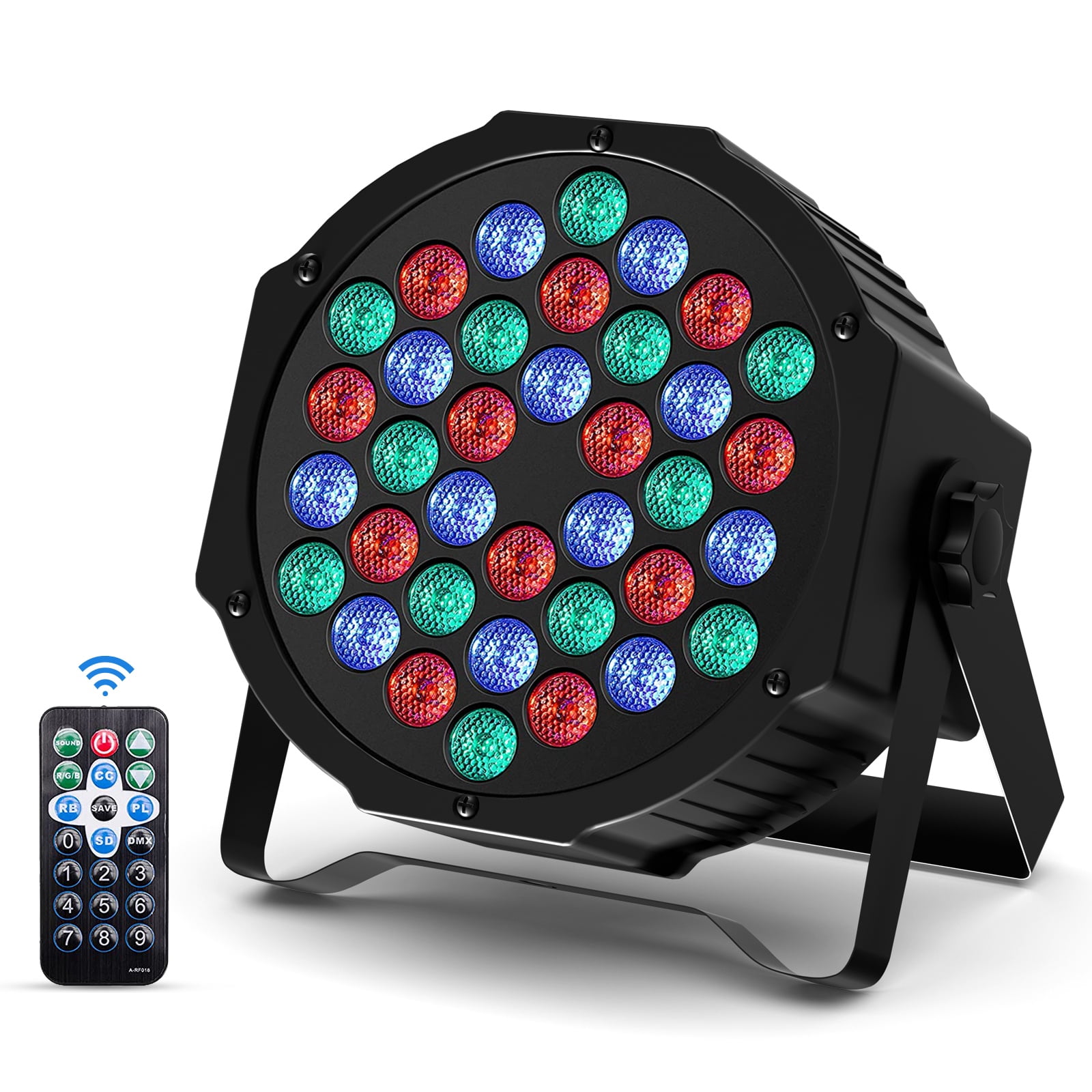 Stage Lights 36 LED Par Lights, RGB Uplights Stage Lighting Indoor for Christmas Halloween Music Party Disco Wedding, Remote Control, DMX Control Sound Activated Party Lights,4 Pack