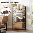 thumbnail image 6 of EnHomee 2 Pieces 4-Tier Industrial Bookcase with Metal Frame & Side Support, Compact Bookshelf for Bedroom, Home Office, Living Room Storage，Rustic Brown, 6 of 10