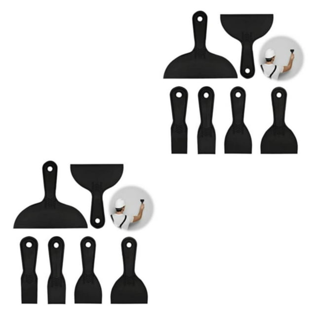 Transemion 6x Versatile Paint Scraper Lightweight And Flexible Plastic Spatula Black 2Set