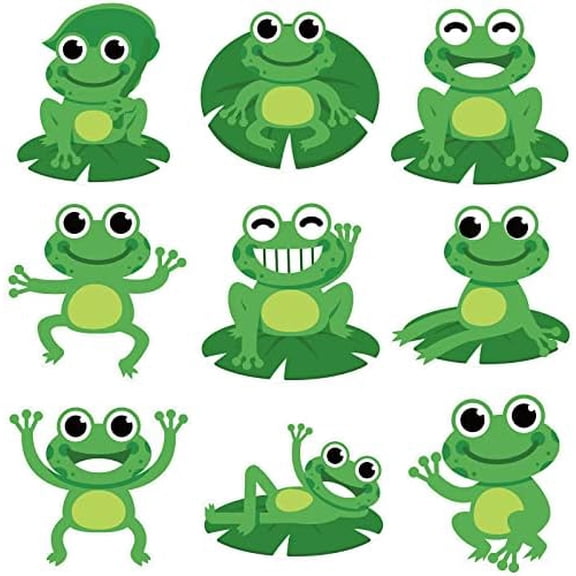 45 Pieces Frog Cutouts Bulletin Board Decorations Green Frog Name Tags Accents Classroom Decor with Glue Points for Preschool Locker Back to School Supplies, 5.9 x 5.9 Inches$$Office