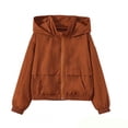 thumbnail image 5 of Lutiedan Zip Up Jacket for Boys Long Sleev Hooded Windproof Jackets Casual Lightweight School Outerwear with Pocket Size 4-13,Brown, 5 of 8