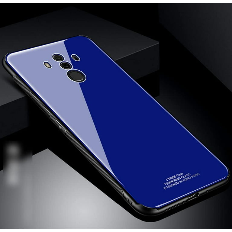 Huawei Mate 10 Pro Case,Solid Color Shockproof Anti-Scratch Glass Back Cover and Plastic Interior Dual Layer Silicone Case Shell for Huawei Mate 10 Pro,Blue - Walmart.com