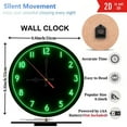 thumbnail image 3 of Green Neon Clock Wall Decor Modern Home 10-Inch Silent Wooden Wall Clock, Battery Operated (AA Batteries Not Included), Artistic Home Decor, 3 of 7