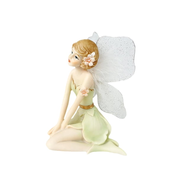 Figura de hada de las flores, creativa para decoración del hogar, oficina y sala de estar. verde de rodillas