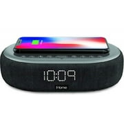 iHome IBTW41BG TIMEBOOST Qi-Certified Wireless Charging Alarm Clock with Bluetooth Speaker, Auto-Dimming, Snooze, Battery Backup and USB Charging