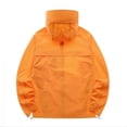 thumbnail image 5 of GUZOM Mens UPF 50+ Sun Hoodie Lightweight Breathable Packable Outdoor Hiking Fishing Running Jacket with Hood Visor Zippered Pockets Orange,Size 2XL, 5 of 9