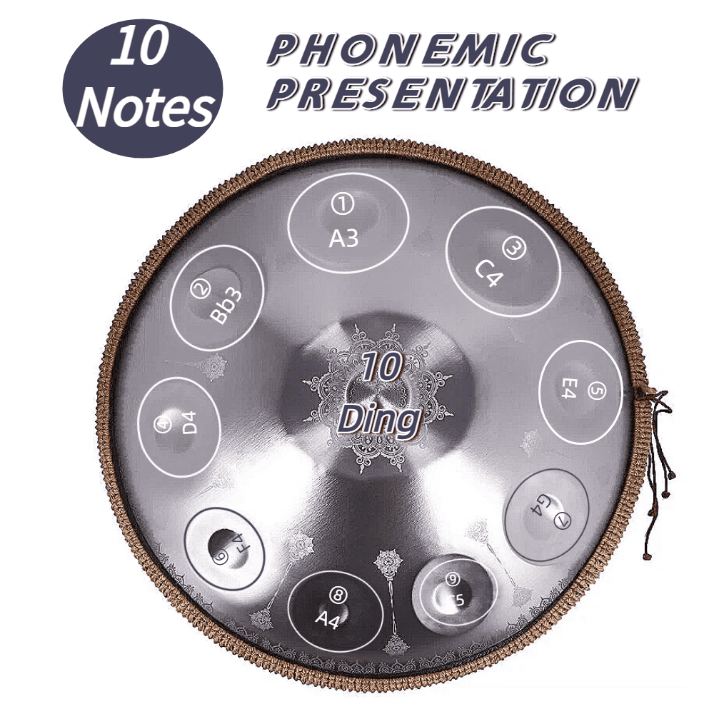 Sliver 10notes Handpan for Musical Lover 22inch Handmade Drum with whole Sets for Adults Percussion Instruments