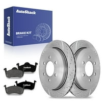 AutoShack 13.46" (342 mm) Rear Vented Drilled & Slotted Brake Rotors Coated   Premium Ceramic Brake Pads | Replacement for Ford Expedition | Silver Zinc Coated | 6-PC Brake Kit | SilverShield Pro