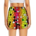 thumbnail image 4 of Vsdgher Colorful Tie Dye Stained Glass 1 Print Women's Running Double Layer Shorts High Waisted with Pockets Elastic Yoga Workout Athletic Gym Sports, 4 of 8
