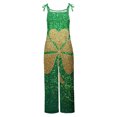 thumbnail image 5 of lcziwo Jumpsuits for Women 2025 St. Patrick's Day Sleeveless Straps Overalls Funny Irish Clover Graphic Print Rompers Summer Cotton Linen One Piece Pants Green M, 5 of 6