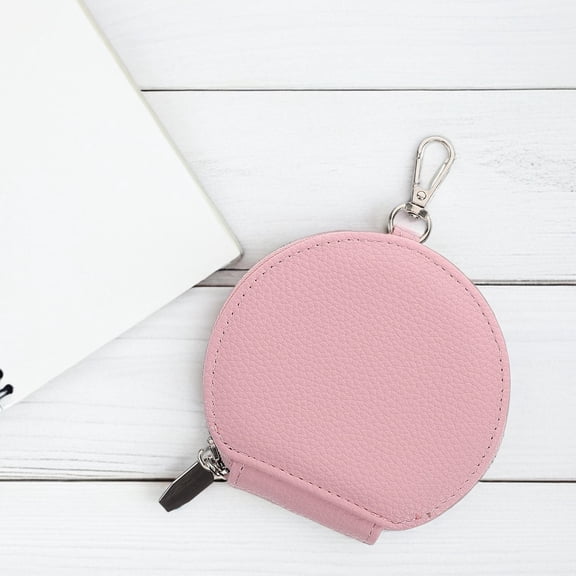 MIPCASE Cute Coin Purse Round Pink Zipper Closure 1Set