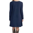 thumbnail image 4 of PYGFEMR Women's Long Sleeve Shirt Casual Loose Swing Dress, Nave Blue，XL, 4 of 5