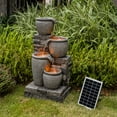 thumbnail image 6 of Teamson Home 30.7" 4-Tier Cascading Bowl Solar Powered Water Fountain for Outdoor Living Spaces, Gray, 6 of 13