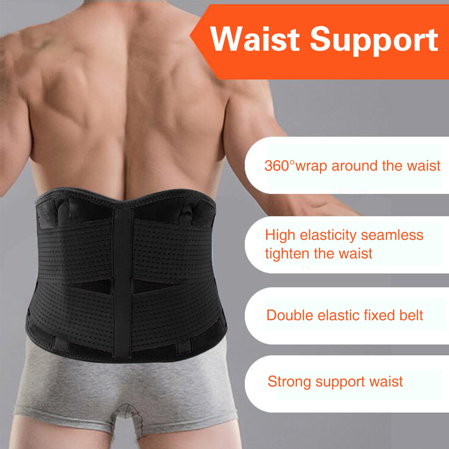 Men Waist Trimmer Adjustable Trainer Belt Lumbar Lower Back Support Relieve Pain