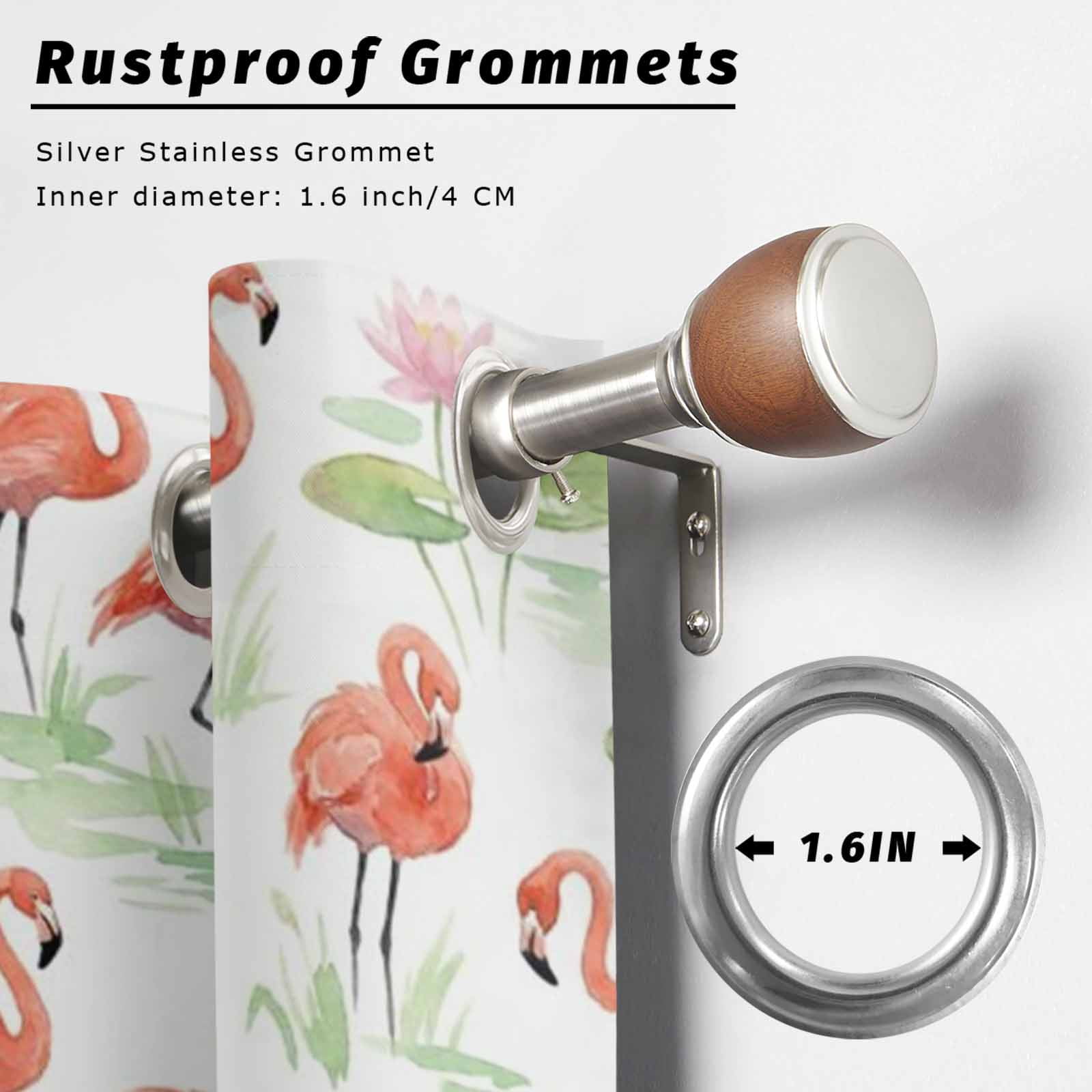 Pink Flamingos Outdoor Curtains for Patio, Boho Summer Pink Tropical Vibe Lotus Flower Lotus Leaf Sunshade Privacy Drapes Grommet Waterproof Outside Curtains for Porch Balcony 54"x108", 1 Panel