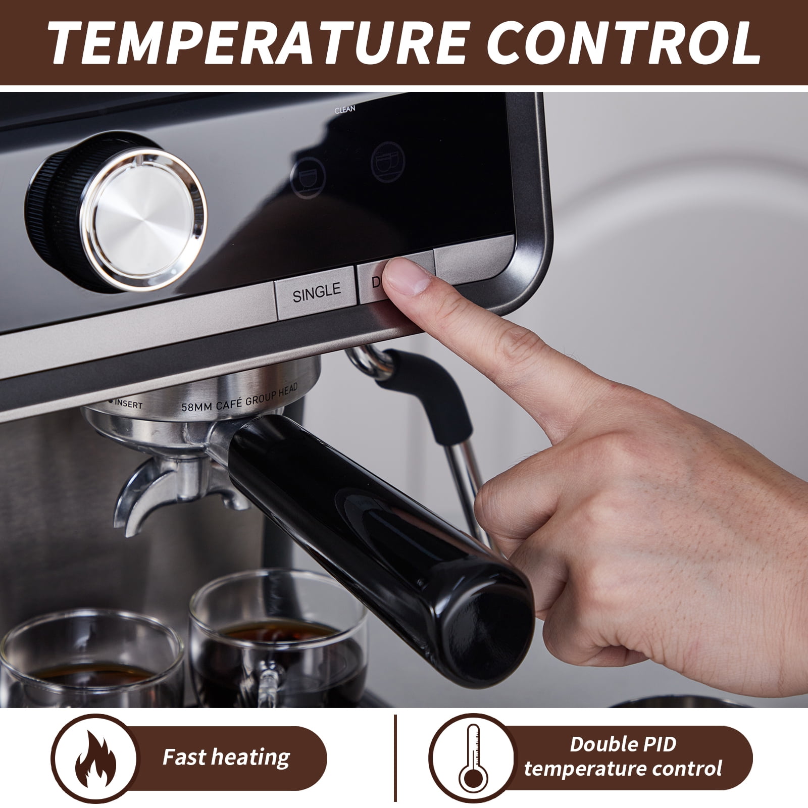 Espresso Machine with Grinder, Milk Frother Wand, 1450W, 20 Bar Professional Espresso Maker with Barista Kit, 2.8L Water Tank for Cappuccinos or Macchiatos