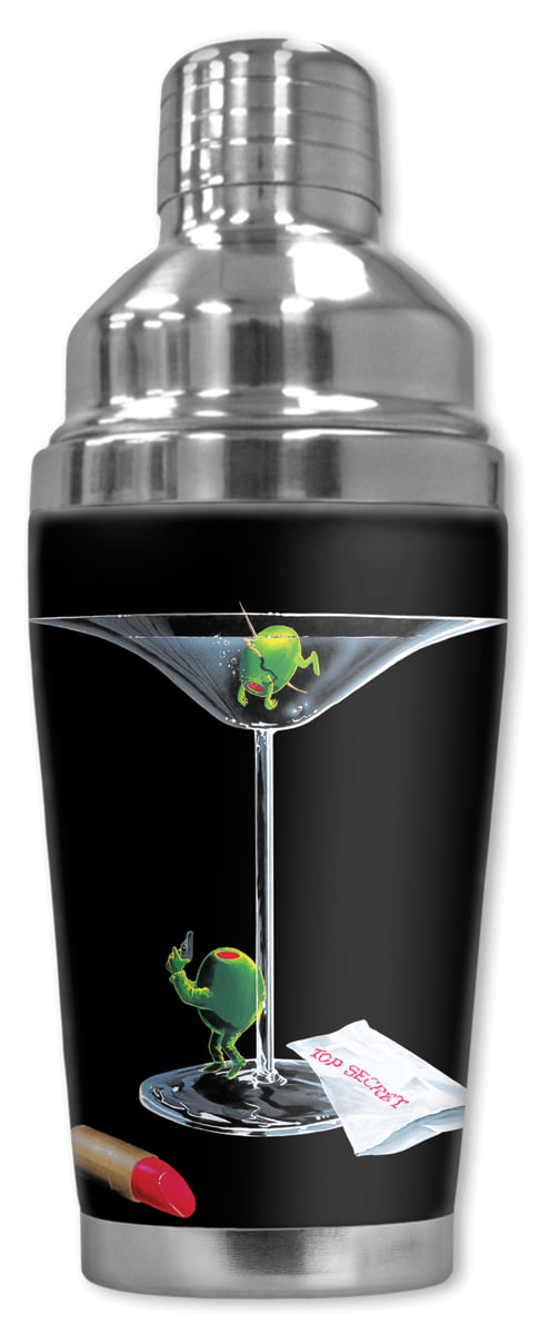 Michael Godard Mystery Martini Mugzie brand 16-Ounce Cocktail Shaker with Insulated Wetsuit Cover