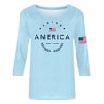 thumbnail image 4 of Conairie 4th of July Tops Women Relaxed Fit Crew Neck Short Sleeve Patriotic T Shirt American Flag Print Basic Blouses Vacation Clothes Light Blue L, 4 of 4