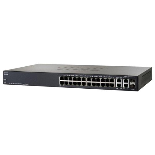 Cisco SF300-24 Ethernet Switch 28 Port 2 Slot 24, 2, 2 x 10 100Base-TX , 10 100 1000Base-T , 10 100 1000Base-T 2 x SFP... by Cisco