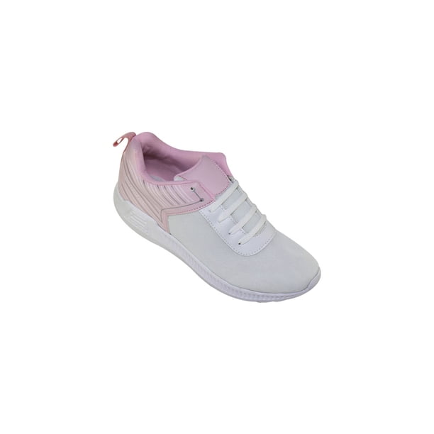 TENIS SPORT CASUAL LEON MUJER DAMA BLANCO CON ROSA TEXTIL 801 LEON 801p