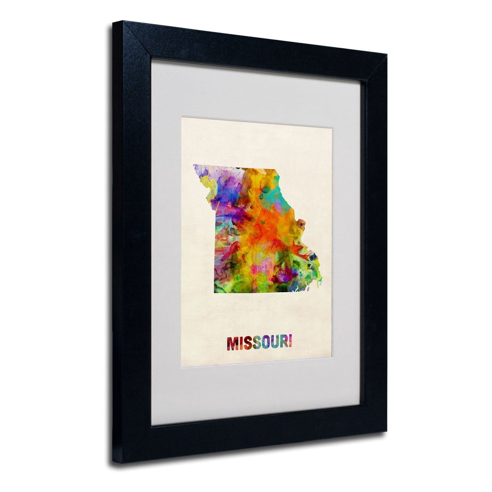 Trademark Fine Art "Missouri Map" Matted Framed Art by Michael Tompsett, Wood Frame