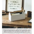 thumbnail image 4 of Yamazaki Home Pen + Desk Organizer - Two Sizes, White, Steel + Wood, Caddy, Handles, No Assembly, 4 of 7