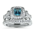 thumbnail image 2 of LaRaso & Co Wedding Ring Set His Hers 925 Silver Blue Topaz CZ Engagement TRIO Set Him Her 6/14, 2 of 6