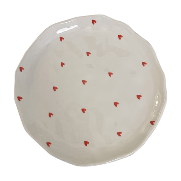 Valentine's Day Ceramic Plates with Heart for Dessert,Valentine's Day Dining Plates for Anniversary,Salad Plates Decorative Tableware for Party Supplies,Dishes for Appetizer,Steak,7.87 in(White)