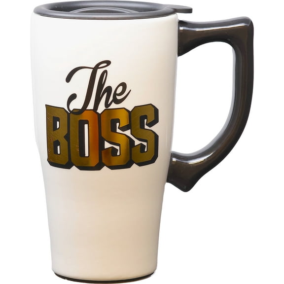 THE BOSS 18 OUNCE CERAMIC TRAVEL MUG