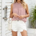 thumbnail image 2 of Brglopf Women's Shirred Frill Mock Neck Tunic Top Swiss Dots Sleeveless Elegant Summer Blouse Loose Fit Cami Tank Tops, 2 of 6