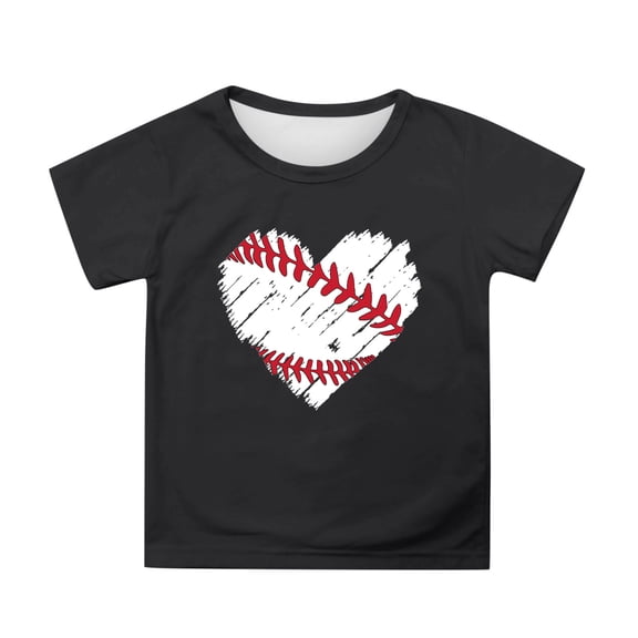 Yiyuu Toddler Girls Casual Short Sleeve T Shirt Baseball Graphic Tee for Kids, Sizes 3-13
