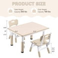 thumbnail image 2 of Kids Study Table and Chairs Set, Height Adjustable Toddler Table and Chair Set for Kids Ages 3-8, 31.5" L x 23.6" W Graffiti Desktop Plastic Children Art Table with 2 Seats, Burlywood, 2 of 6