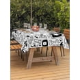 thumbnail image 4 of 60x120 Inch Outdoor Tablecloth with Umbrella Hole Zipper Rectangle Black White Video Game Rectangular Tablecloths Outside Waterproof Console Computer Gaming Sketch Style Patio Table Cover for Picnic, 4 of 8