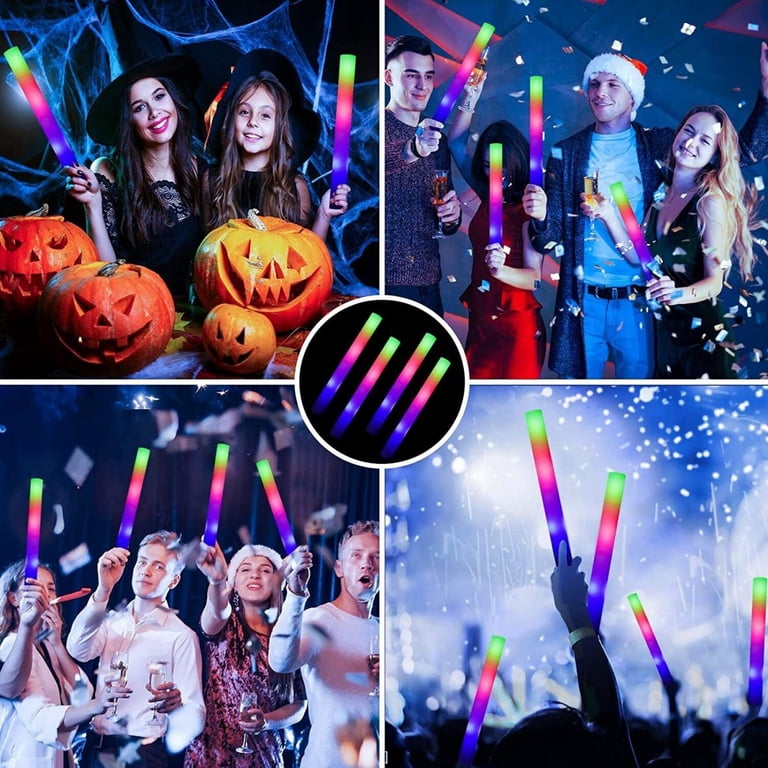 42-Pack LED Foam Glow Sticks - Flashing Light Up Party Favors For Weddings, Raves, Halloween