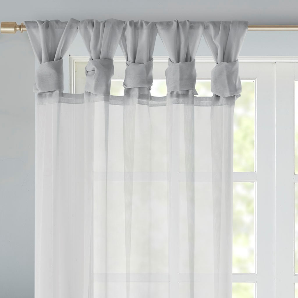 MAYEERTY Polyester Twisted Tab Voile Sheer Top Window Curtain Pair Living Room