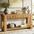 thumbnail image 7 of Finmind 70.9" Farmhouse 2-Tier Console Table, Extra Long Entryway Table with Storage, Narrow Wood Sofa Table, Perfect for Living Room, Hallway, Oak Brown, 7 of 7
