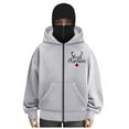 thumbnail image 4 of zaveiop Christmas Sweatshirts for Women Merry Sweatshirt Balaclava Double Zipper Mask Holiday 2025 Xmas Tops Cute Reindeer Family Outfits (Z3-Grey, XXL), 4 of 4
