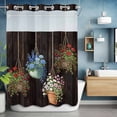 thumbnail image 6 of No Hook Shower Curtains with Snap-in Liner Set, Spring Floral Waterproof Hotel Style Bathroom Shower Curtain, Wooden Flowers Elegant Pastoral Botanical Breathable Mesh Top Bath Curtains 48''x72'', 6 of 9