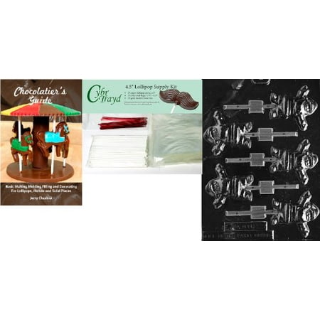 

Cybrtrayd Chubby Waving Santa Lolly Chocolate Mold with Chocolatier s Bundle of 25 Lollipop Sticks 25 Cello Bags 25 Red Twist Ties and Chocolatier s Guide