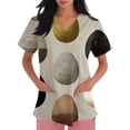 thumbnail image 3 of Easter Scrub Tops Women Bunny Eggs Printed V-Neck Short Sleeve Tops Summer Lightweight Cute Nurse Tunic Tops with Pockets, #01 Beige, 4XL, 3 of 3
